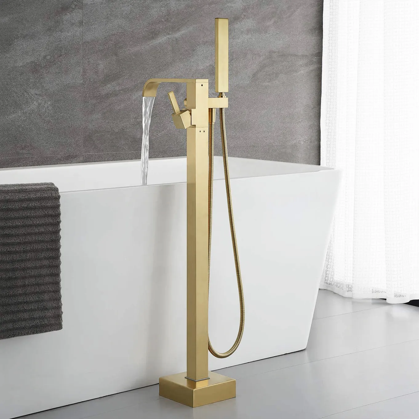 Baterie cadă de podea culoare auriu periat înălțime 112 cm material alamă model Carat Brushed Gold [3]