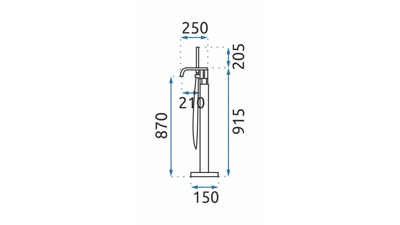 Baterie cadă de podea culoare aurie înălțime 112 cm material alamă model Carat Gold [5]