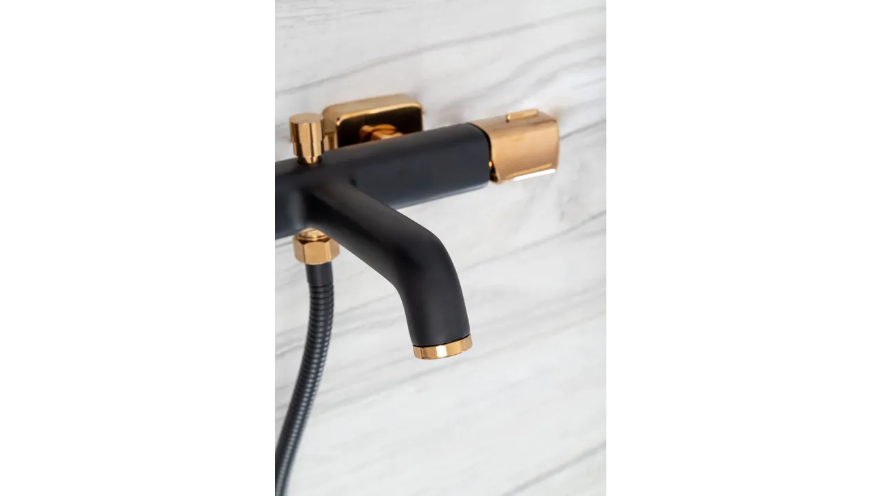 Baterie cadă culoare negru mat înălțime 6 cm material alamă model Salto Black Gold [4]