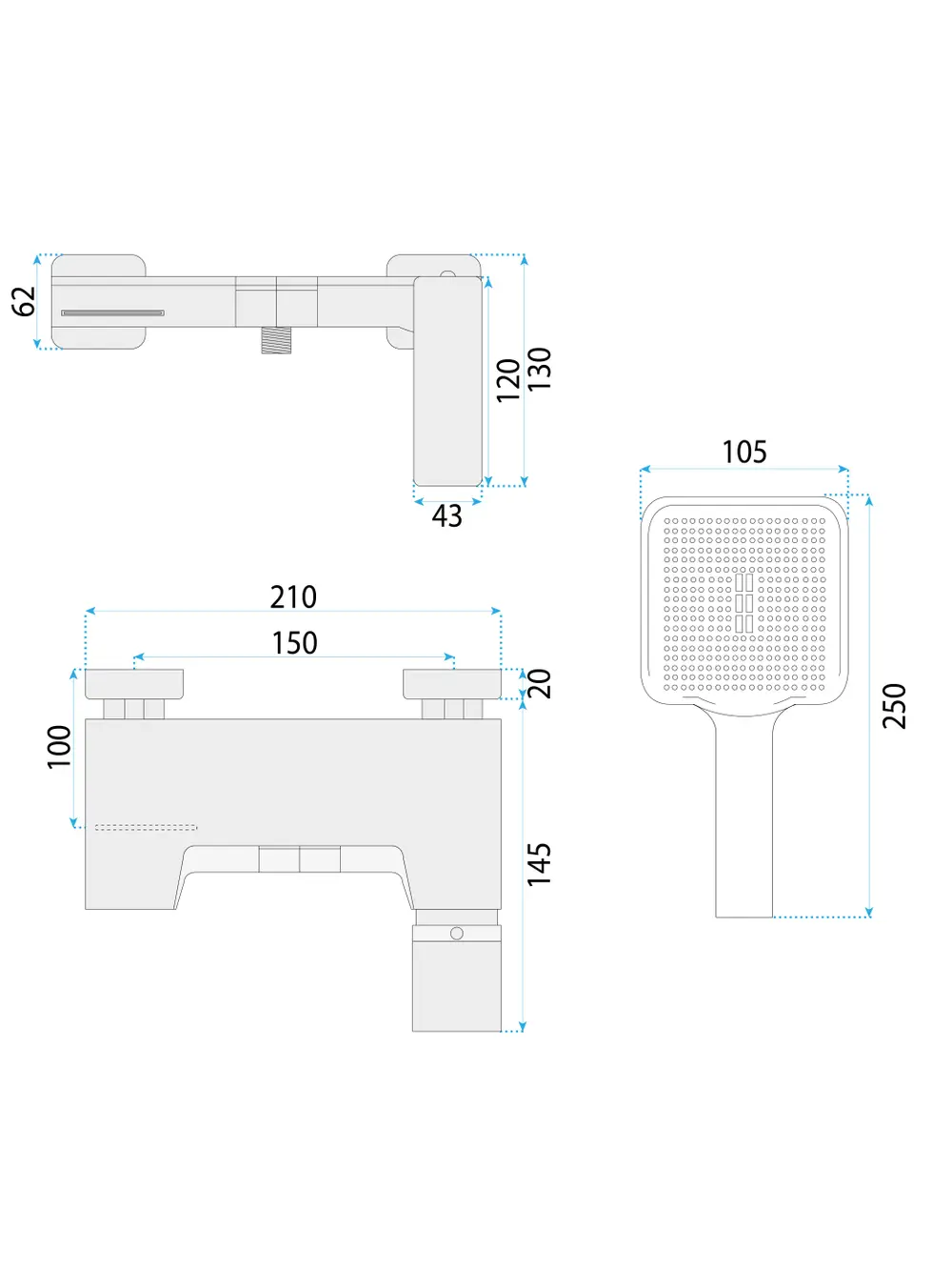 Baterie cadă culoare auriu periat material alamă model Joe Brushed Gold [5]