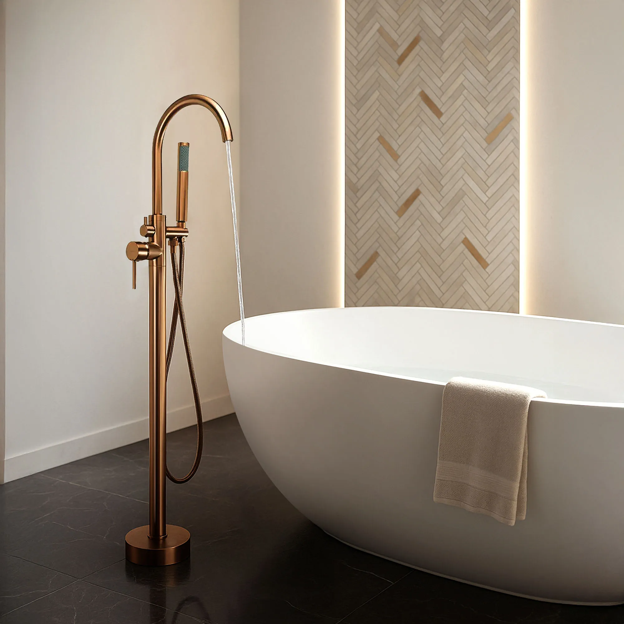 Baterie cadă de podea culoare cupru periat înălțime 110 cm model Lungo Copper Brushed [2]