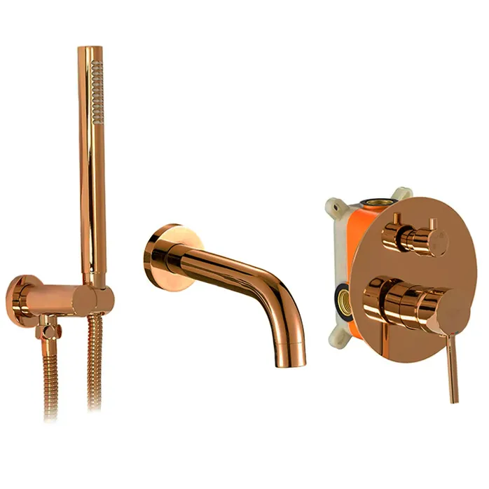 Baterie pentru cadă încastrată finisaj cupru înălțime 16 cm material alamă model Lungo Cooper