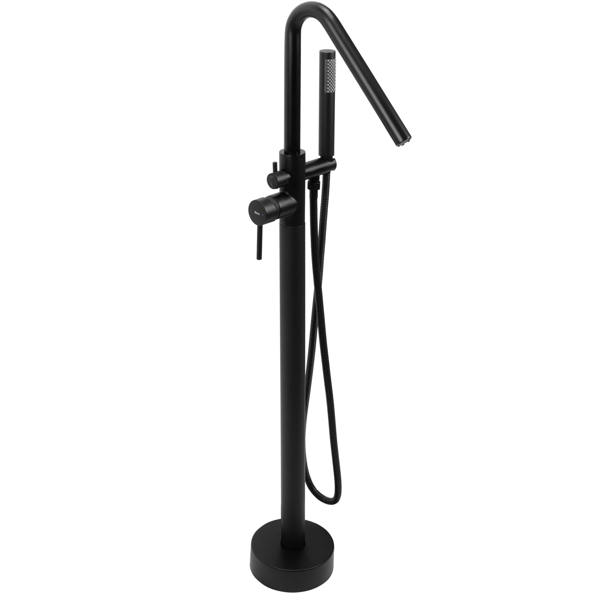 Baterii cadă - Baterie cadă de podea culoare negru mat înălțime 110.5 cm material alamă model Aras Black