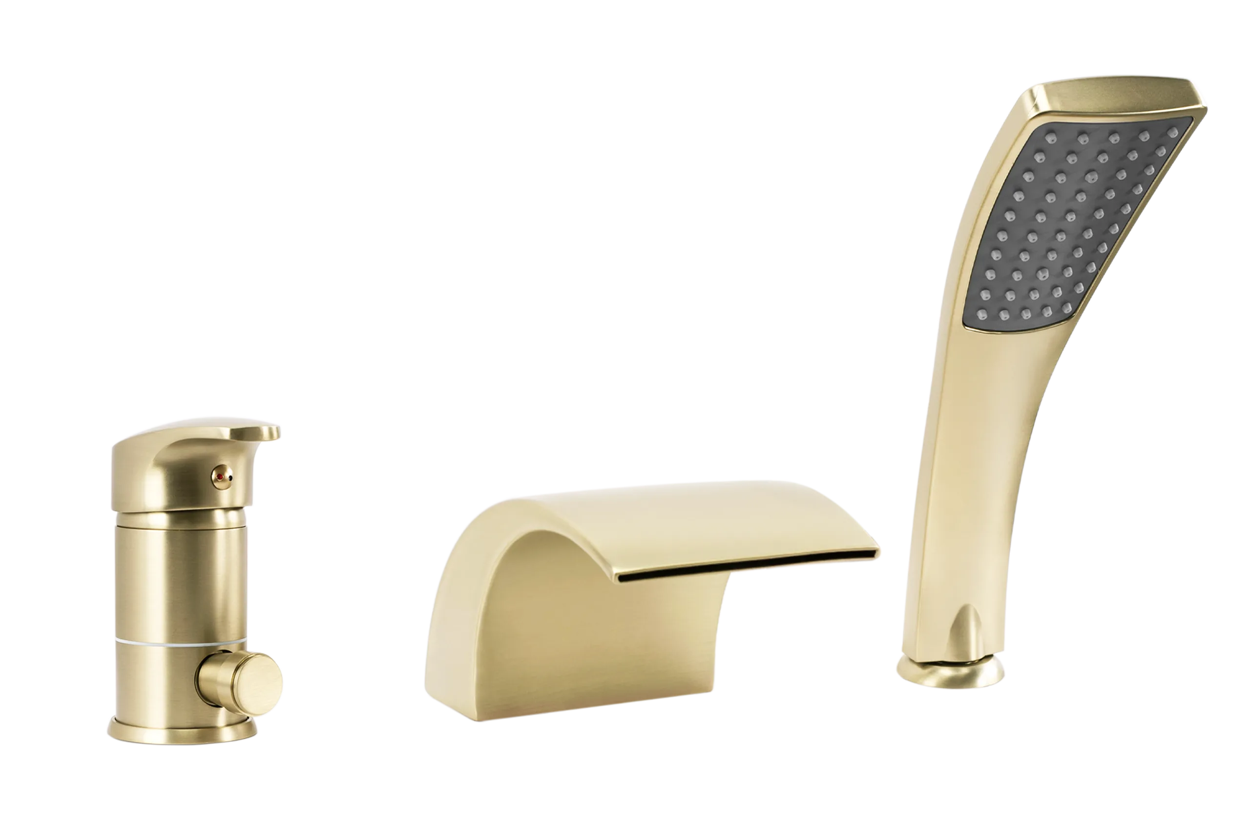 BATERII SANITARE - Baterie pentru cadă tip cascadă culoare auriu periat înălțime 24 cm model Riven Gold Brushed