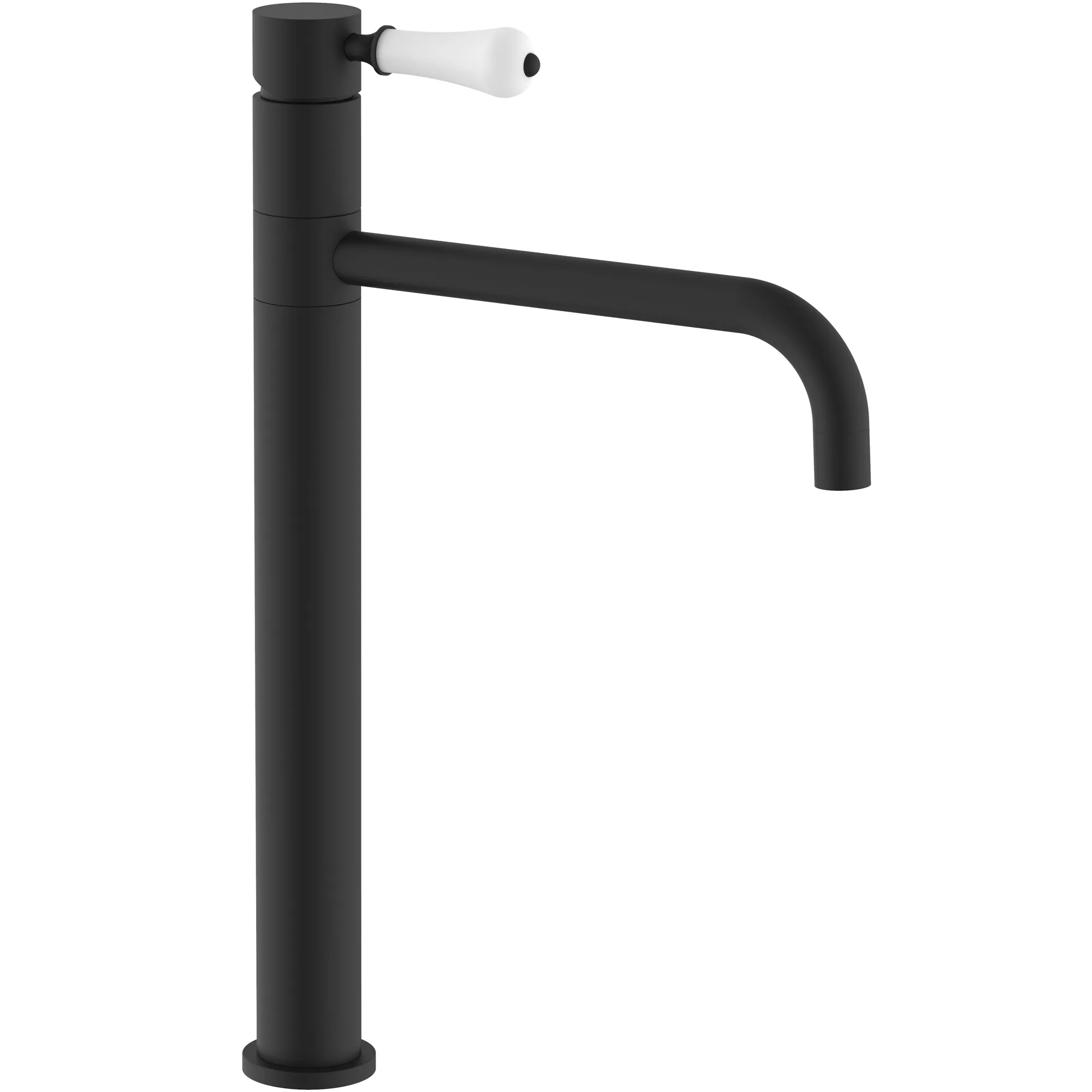 Baterie chiuvetă culoare neagră înălțime 36 cm material alamă model Serra Black High