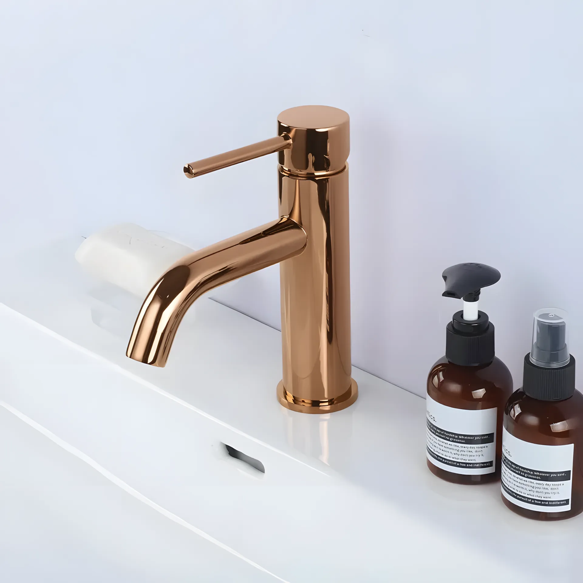 Baterie chiuveta finisaj cupru lucios înălțime 16.5 cm model Lungo Copper Low [4]