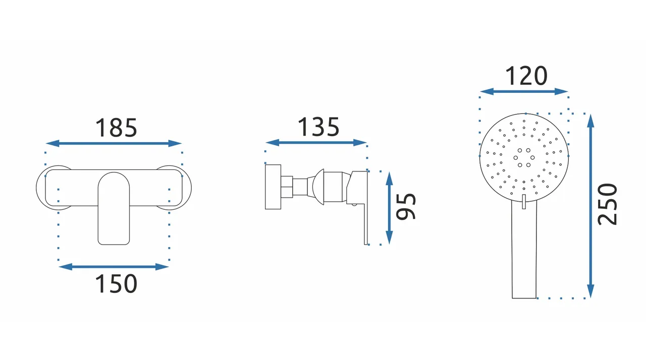 Baterie de duș culoare auriu înălțime 9.5 cm material alamă/ABS model Bloom Black/Gold [4]