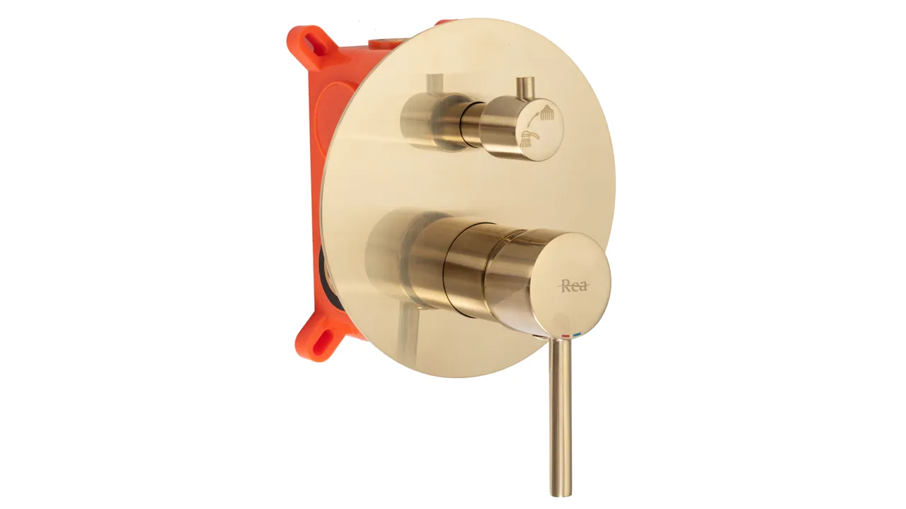 Set de duș încastrat în perete culoare auriu periat înălțime 16 cm model Lungo Gold Brushed [2]