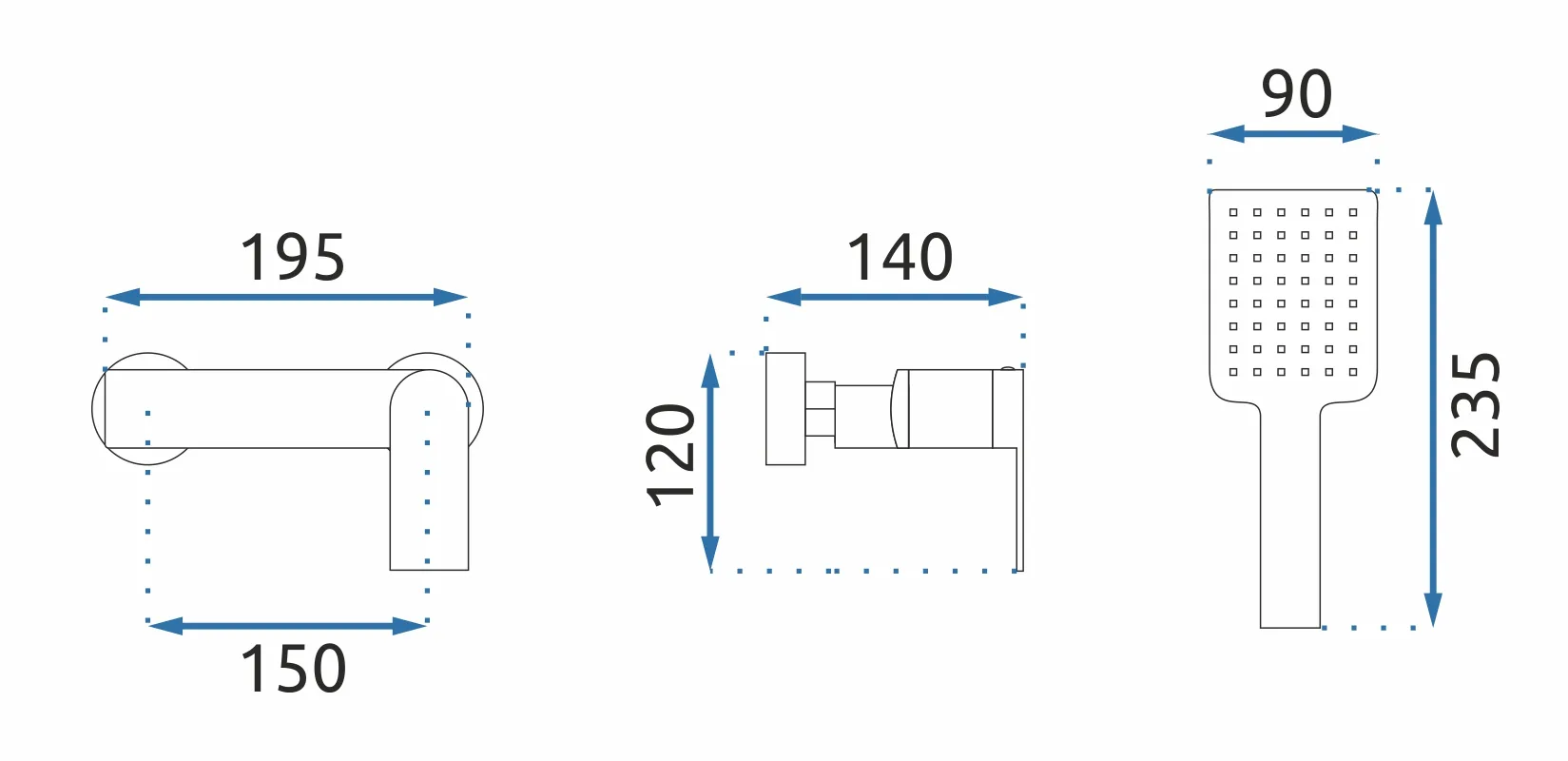 Baterie de duș culoare auriu înălțime 12 cm material alamă/ABS model Storm Gold [4]
