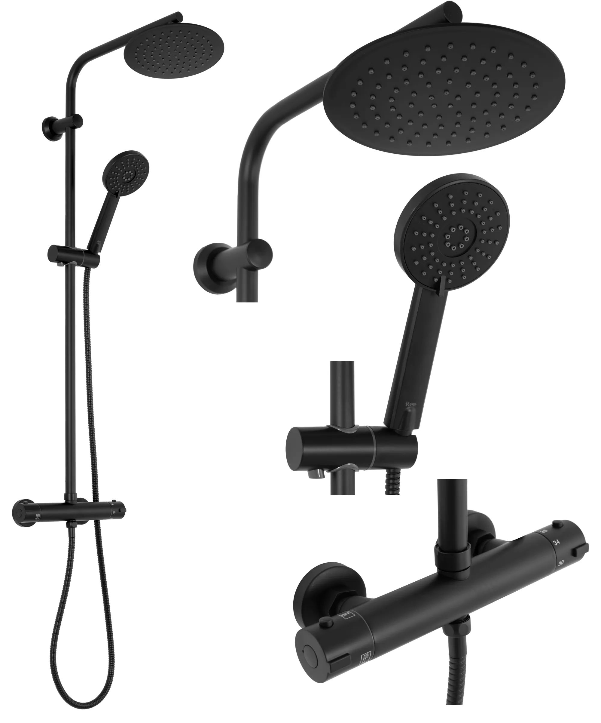 Set de duș culoare negru mat înălțime 100 cm material alamă/ABS model Bliss Black Mat [1]