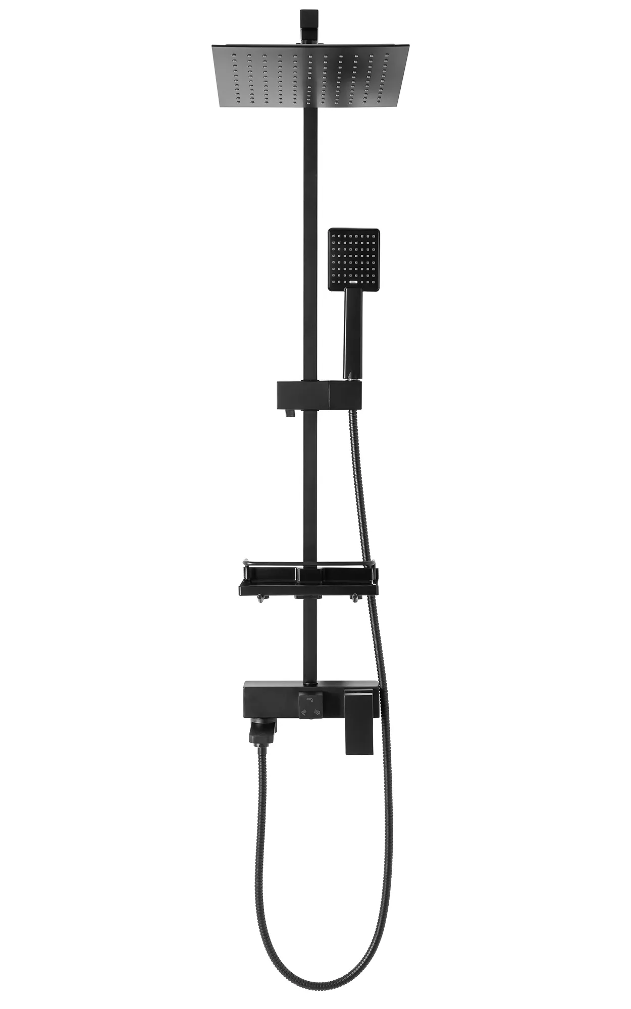 Set de duș culoare negru mat înălțime 102 cm material alamă/ABS model Jack Black Mat [1]