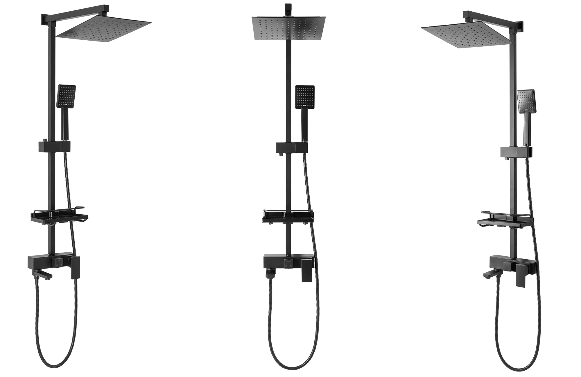 Set de duș culoare negru mat înălțime 102 cm material alamă/ABS model Jack Black Mat [4]