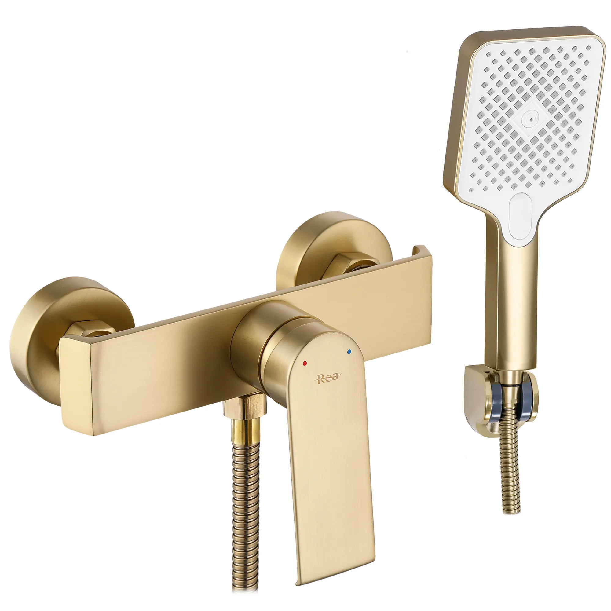 BATERII SANITARE - Baterie duș culoare auriu periat înălțime 14 cm material alamă/ABS model Hass Brush Gold