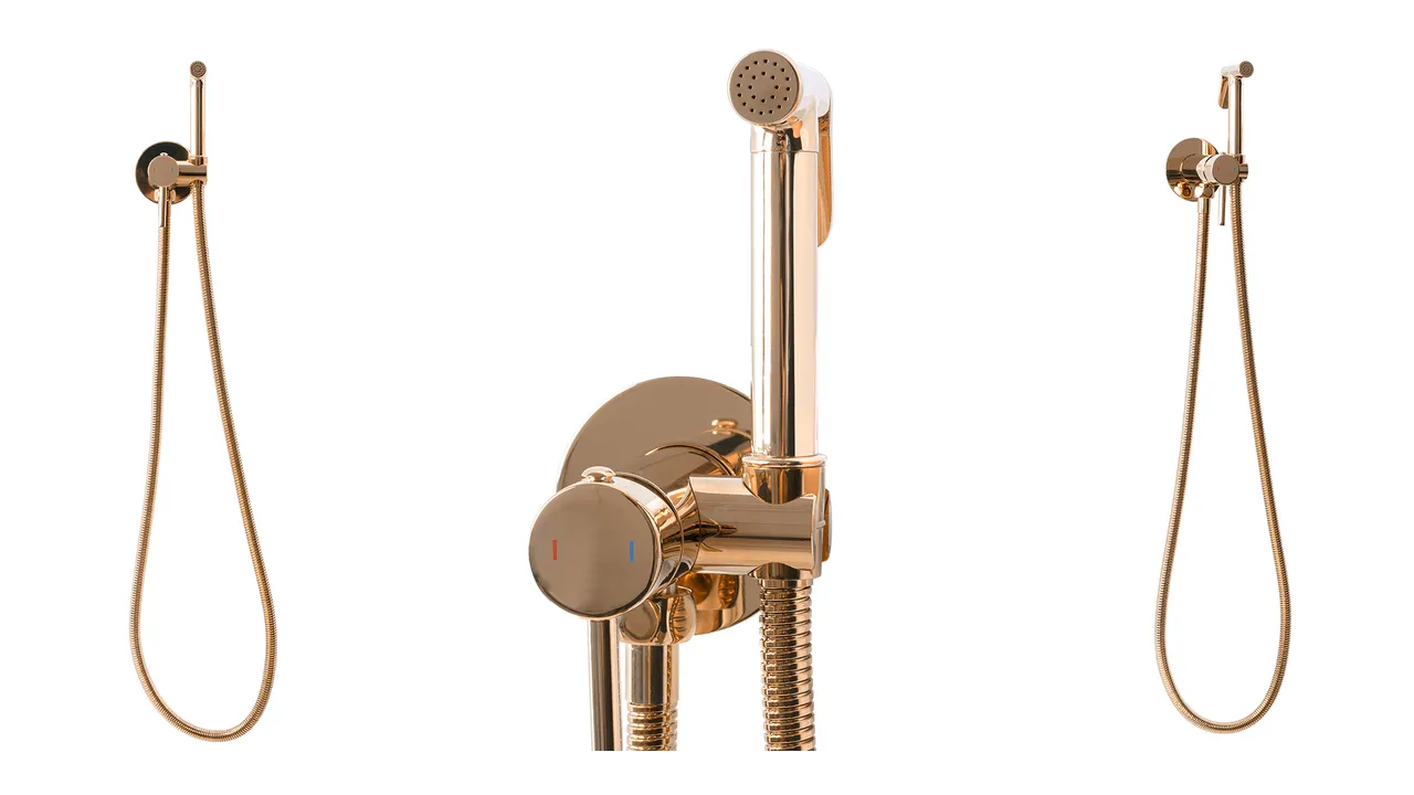 Baterie bideu culoare roz auriu înălțime 11 cm material alamă model Loop Rose Gold [3]