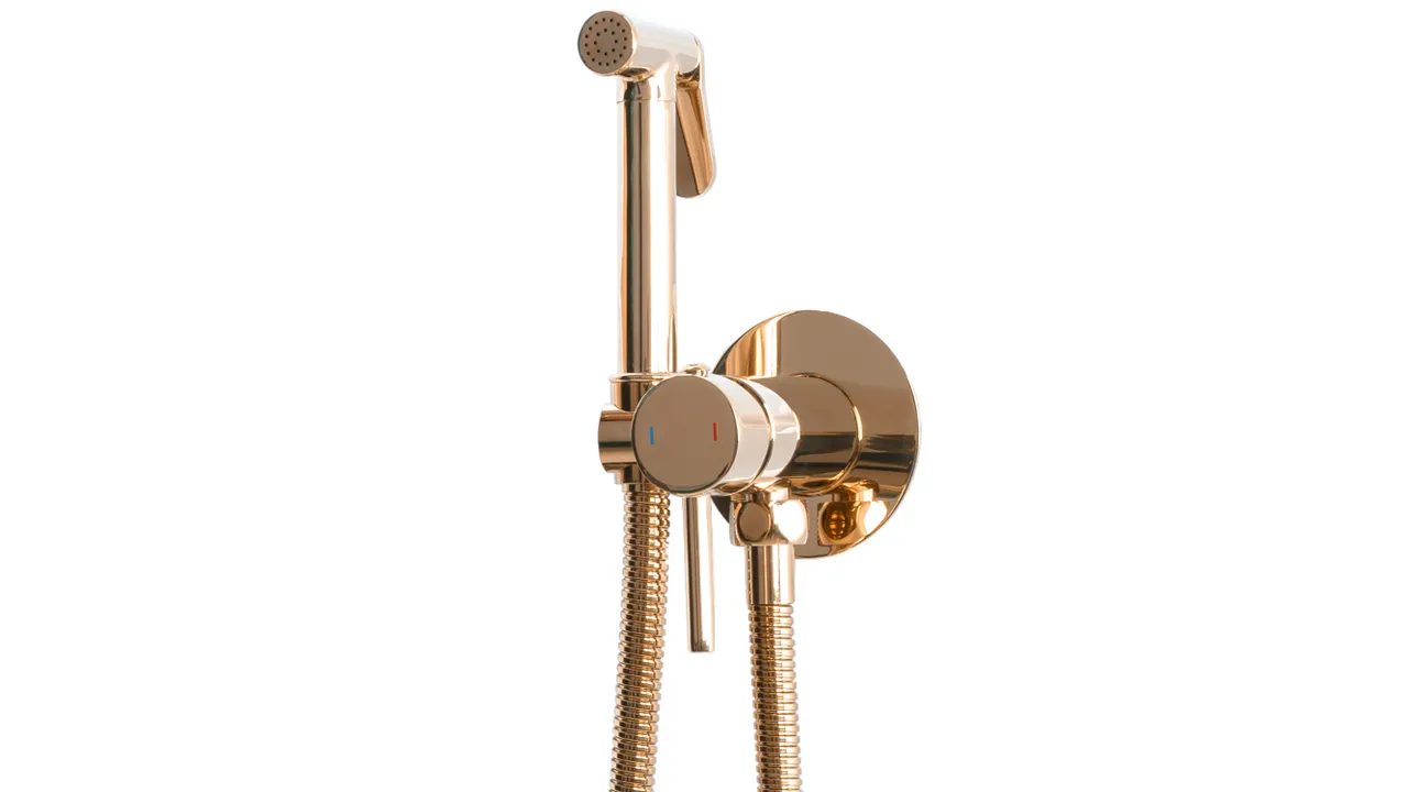 Baterie bideu culoare roz auriu înălțime 11 cm material alamă model Loop Rose Gold [1]