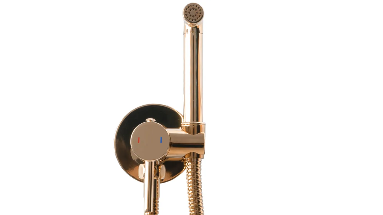 Baterie bideu culoare roz auriu înălțime 11 cm material alamă model Loop Rose Gold [2]