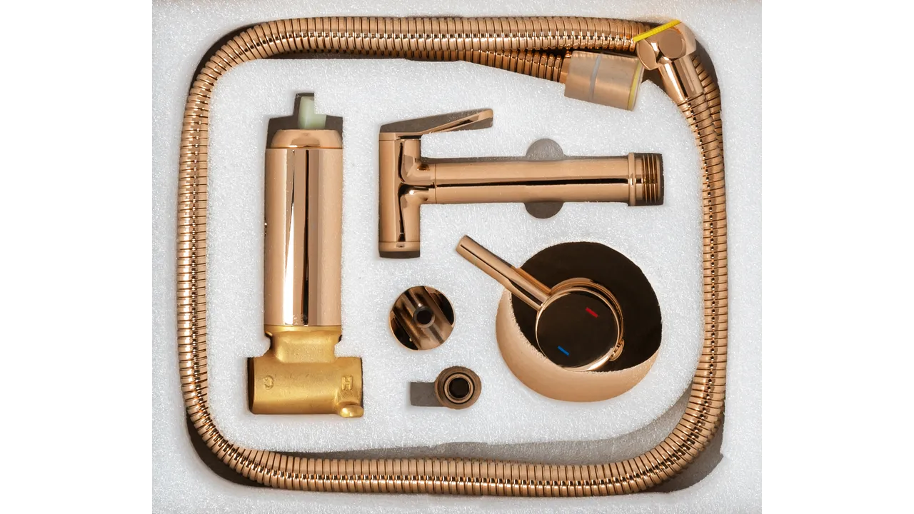 Baterie bideu culoare roz auriu înălțime 11 cm material alamă model Loop Rose Gold [5]