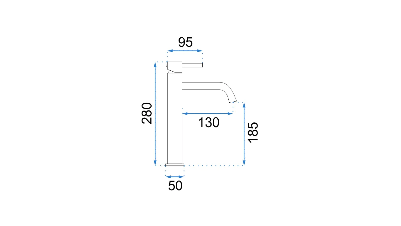 Baterie chiuvetă culoare negru mat înălțime 28 cm material alamă model Lungo Black High [6]