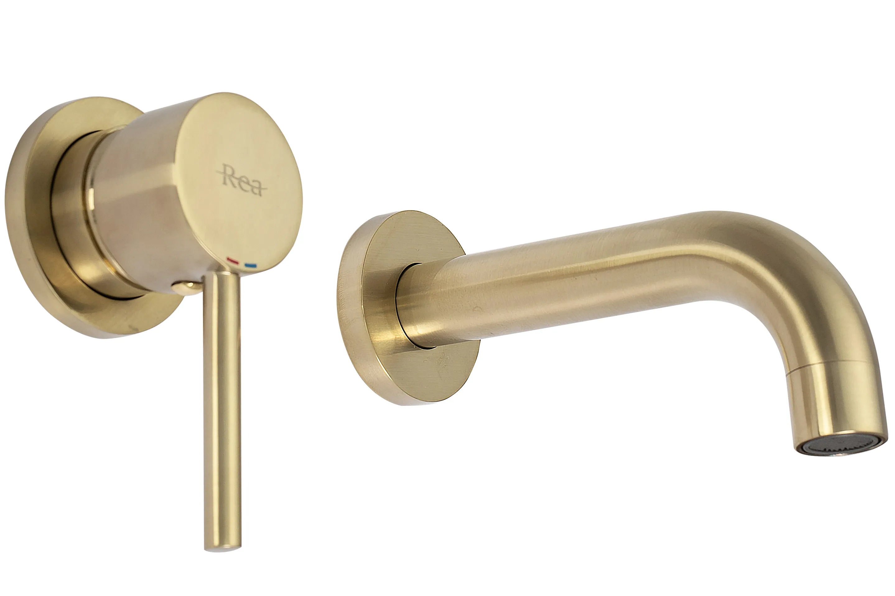 Baterie lavoar culoare auriu înălțime 11 cm material alamă model periat Lungo Gold Brushed [1]