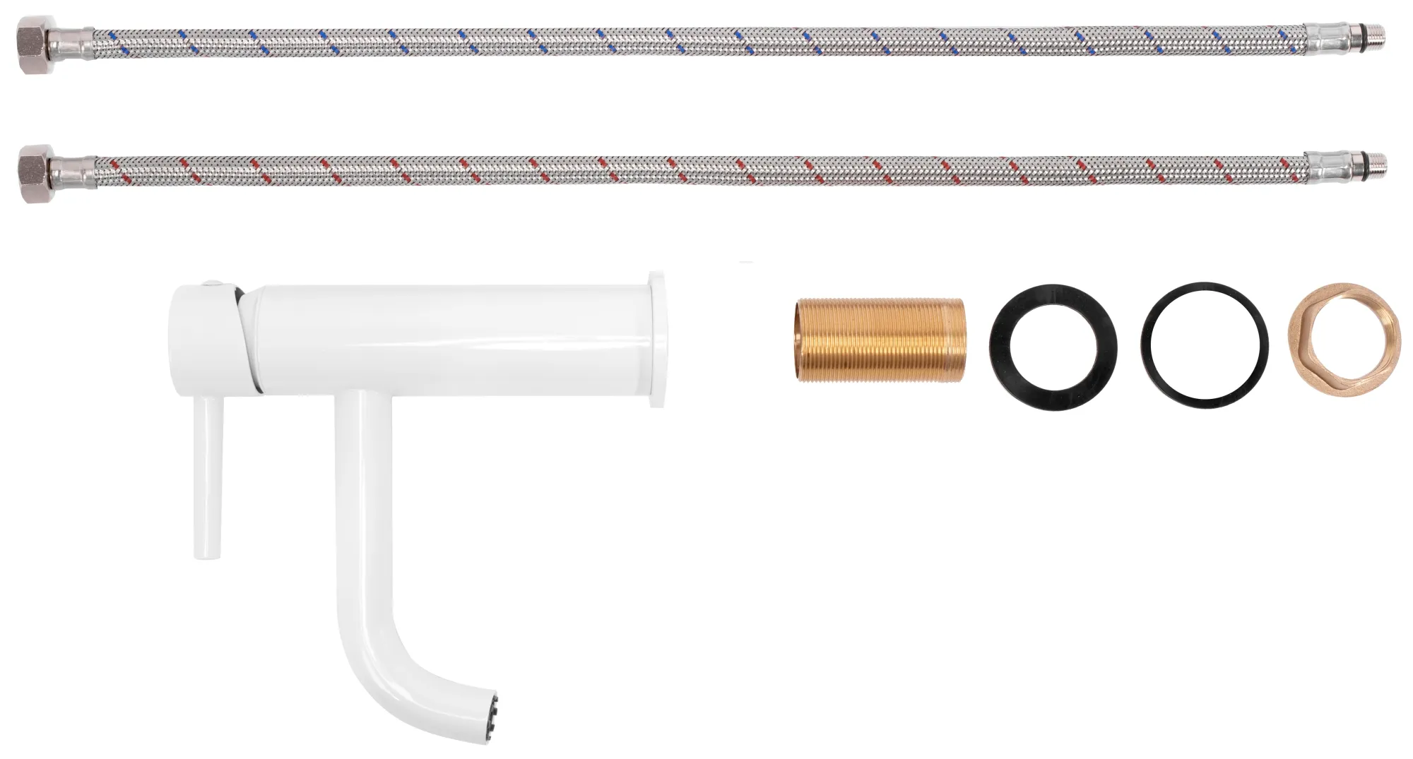 Baterie chiuvetă culoare albă înălțime 17 cm material alamă model Lungo White Low [6]