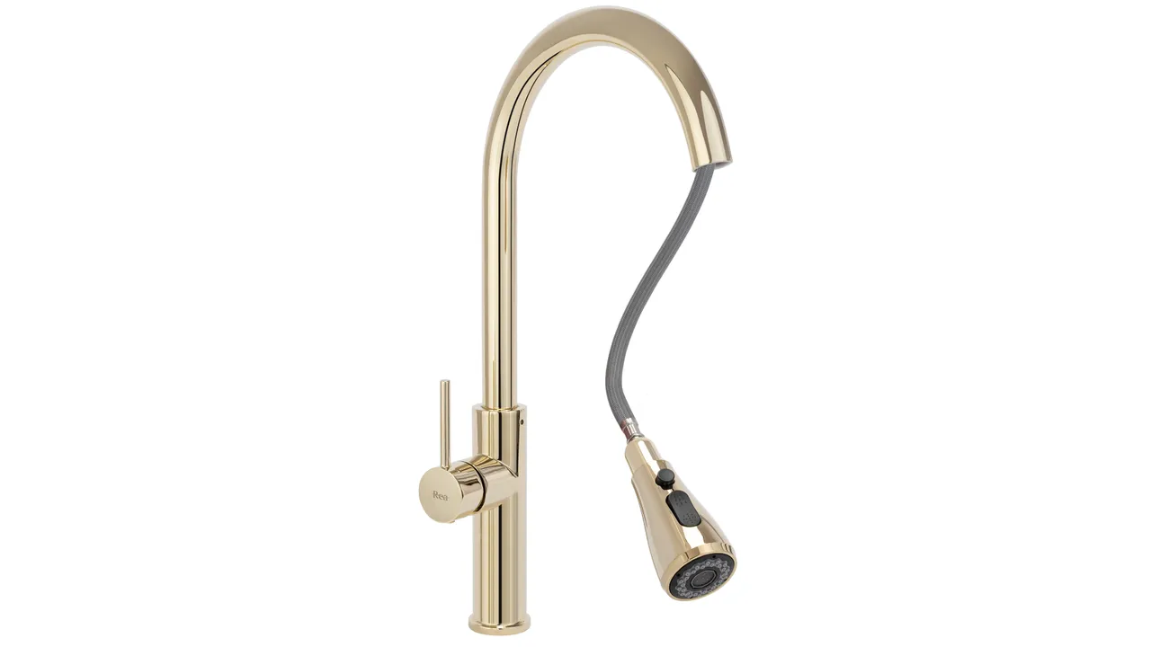 Baterie bucătărie culoare auriu înălțime 48 cm material alamă model Nest Gold [2]