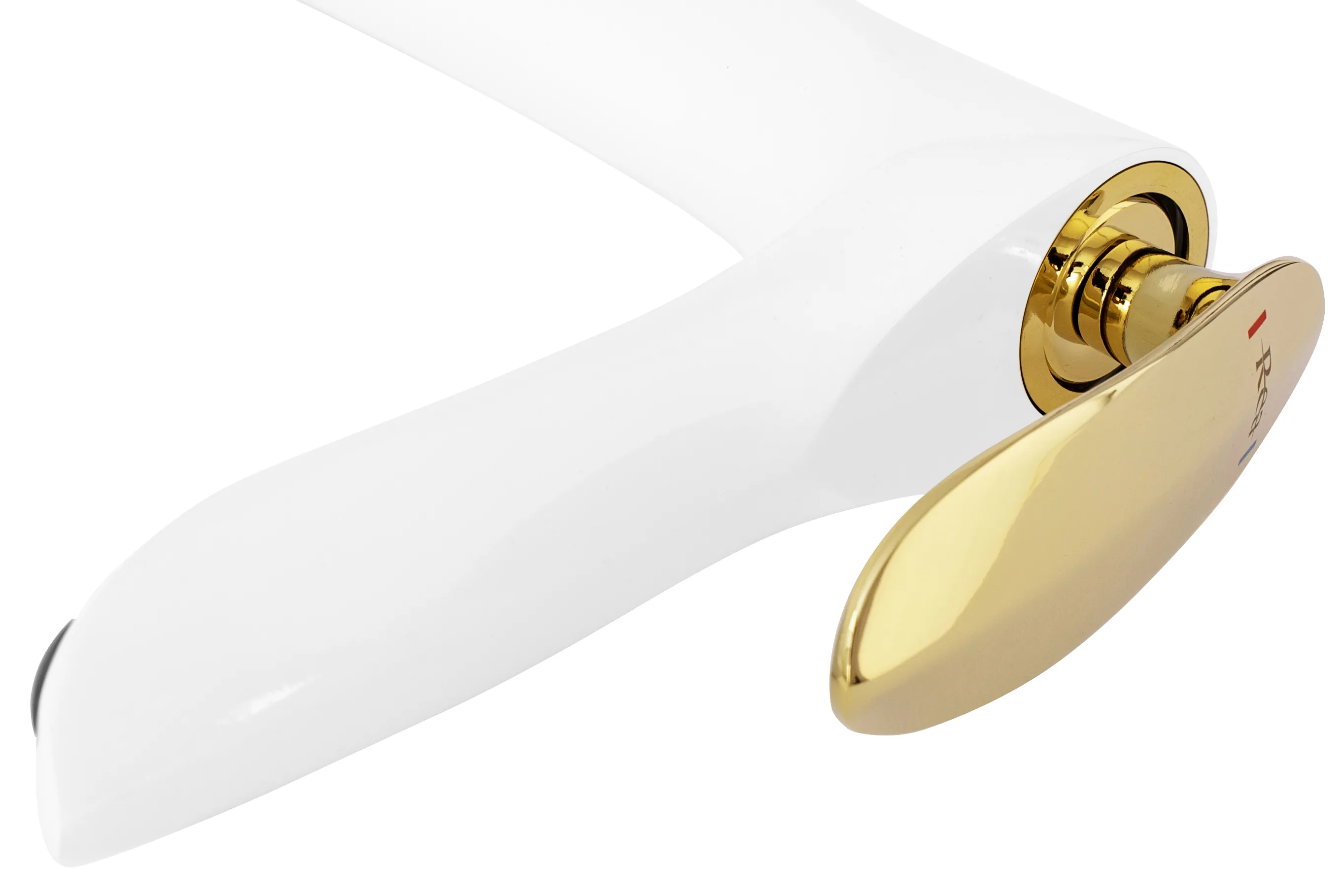 Baterie lavoar culoare albă înălțime 29 cm material alamă model Orbit White/Gold High [4]