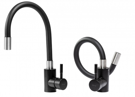 Baterii bucătărie - Baterie bucătărie culoare neagră înălțime 53 cm material alamă model Clever Black Silver