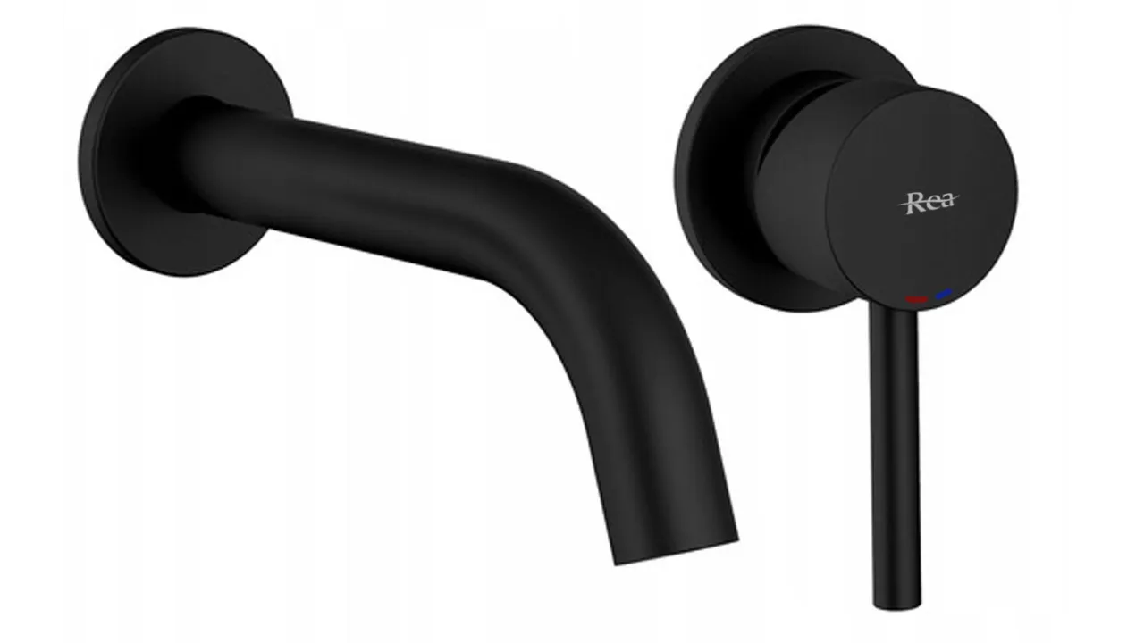 Baterie lavoar culoare neagră înălțime 11 cm material alamă model Lungo Black
