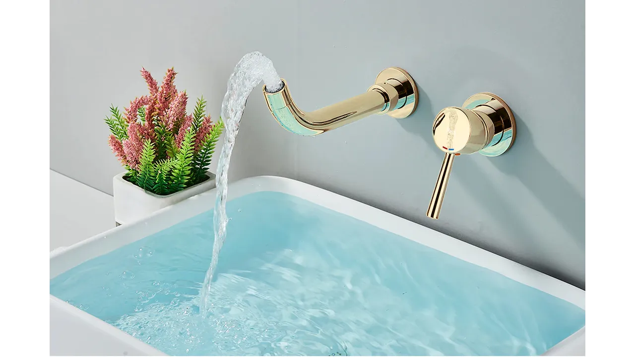 Baterie chiuvetă culoare auriu înălțime 11 cm material alamă model Lungo Long Gold [2]