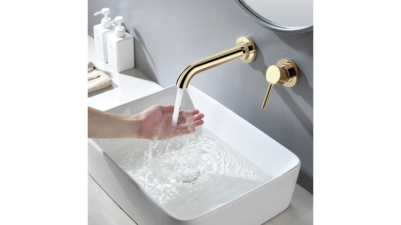 Baterie chiuvetă culoare auriu înălțime 11 cm material alamă model Lungo Long Gold [3]