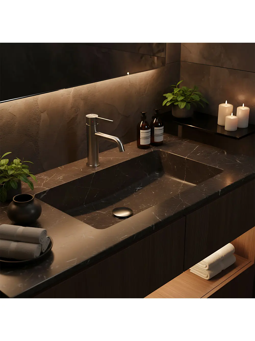 Baterie lavoar culoare crom periat înălțime 18 cm model Foster Nickel Brush Low [3]