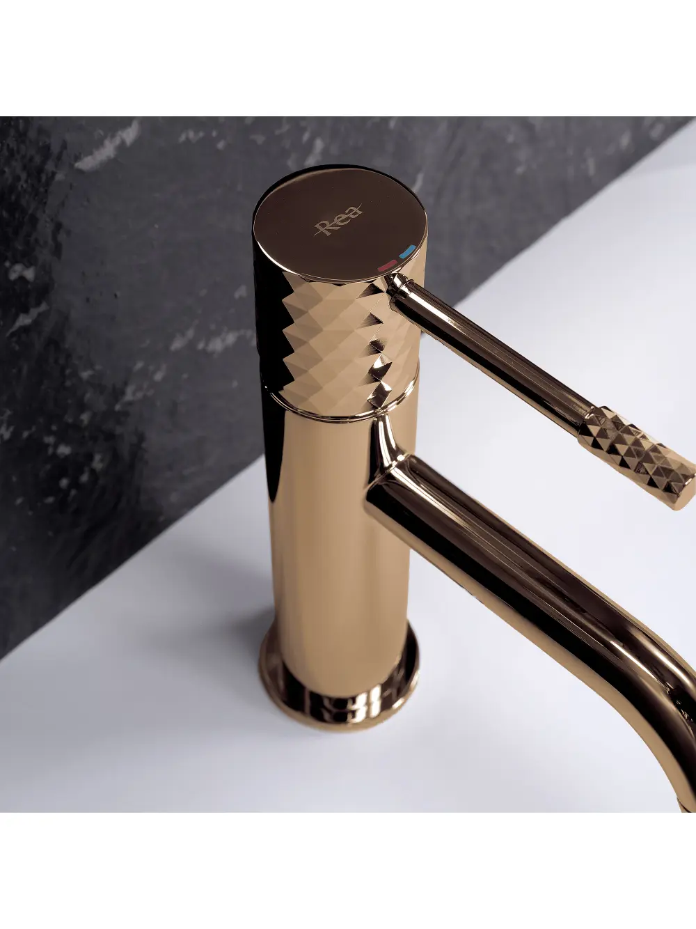 Baterie lavoar culoare cupru lucios înălțime 19 cm model Lungo Diamond Copper Low [1]