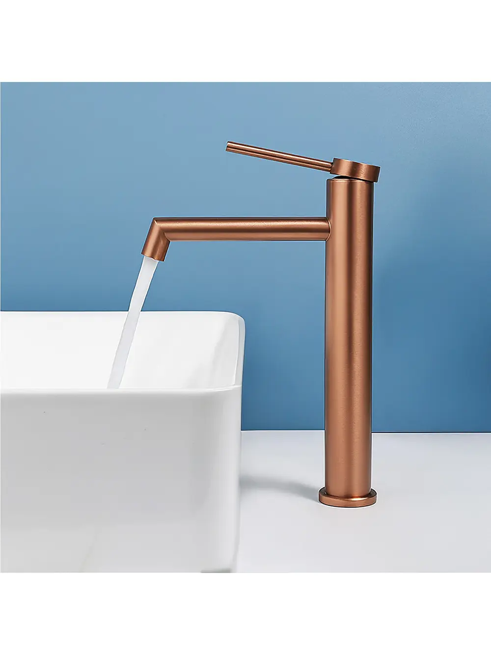 Baterie lavoar culoare cupru periat înălțime 29.5 cm material alamă model Foss Copper Brushed High [1]