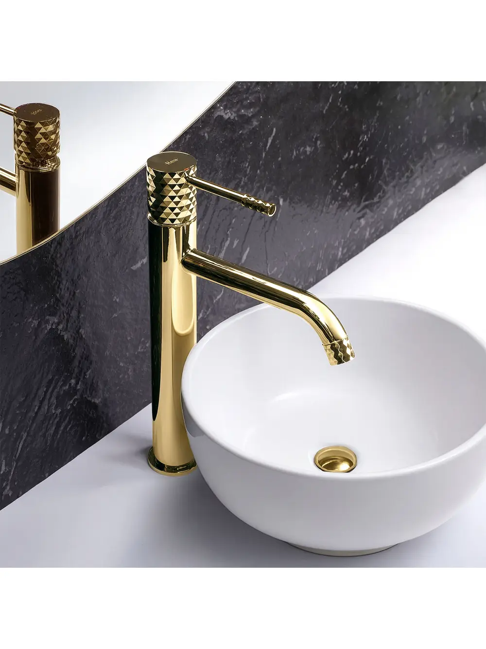 Baterie lavoar culoare auriu lucios înălțime 30 cm model Lungo Diamond Gold High [1]