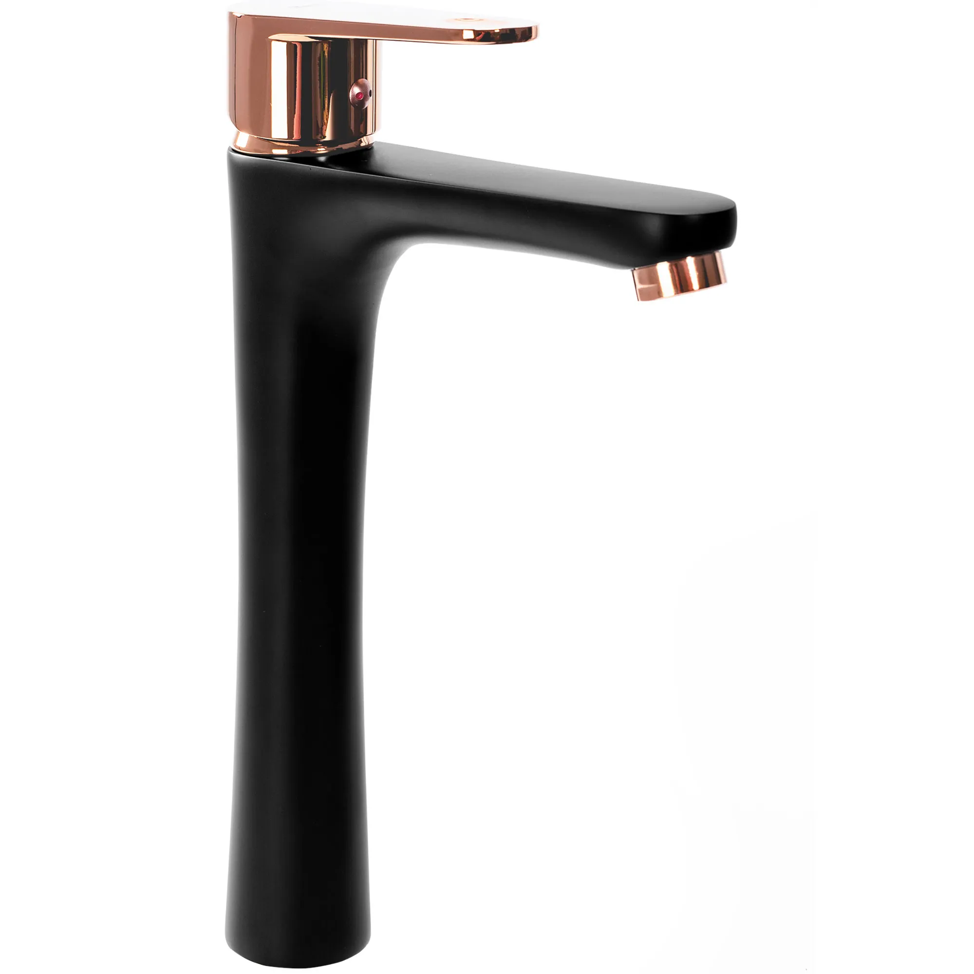 BATERII SANITARE - Baterie lavoar culoare negru și roz auriu înălțime 27.5 cm material alamă model Mild Black/Pink Gold High