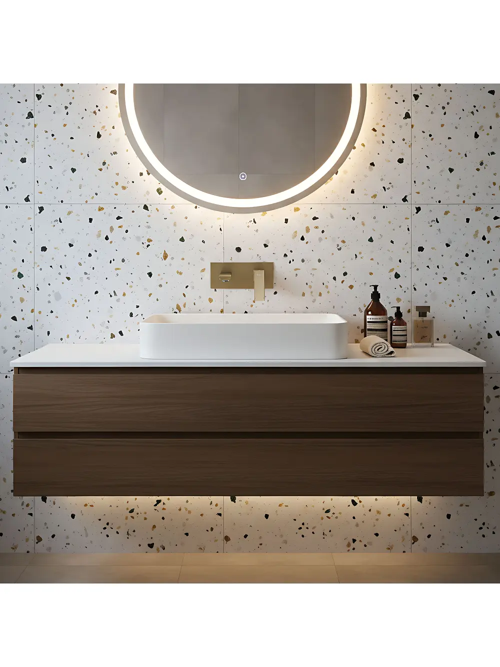 Baterie lavoar încastrată finisaj auriu periat material alamă model Joe Gold Brush [2]