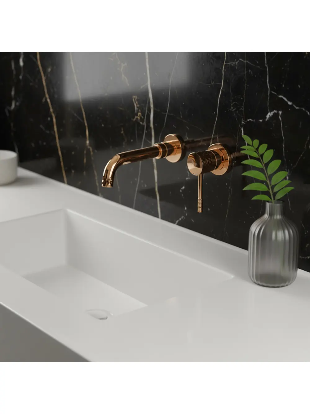 Baterie lavoar încastrată finisaj cupru lucios model Lungo Diamond Copper [2]