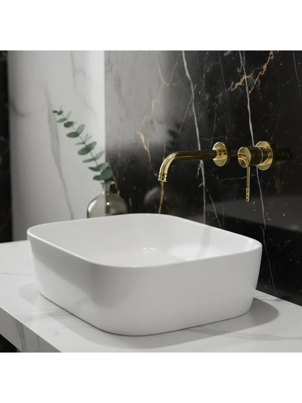 Baterie lavoar încastrată finisaj auriu lucios model Lungo Diamond Gold [2]