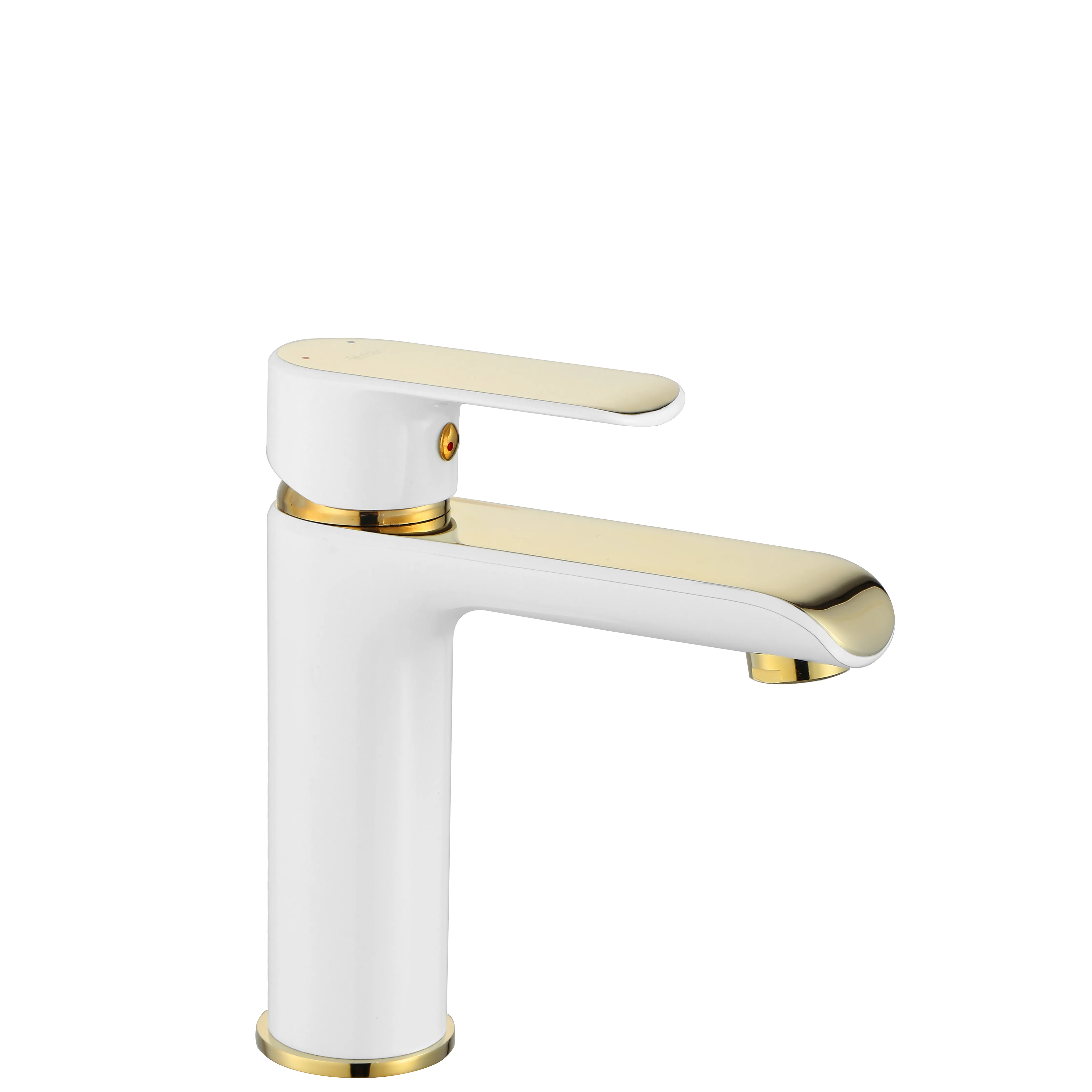Baterie lavoar culoare albă înălțime 17 cm material alamă model Bloom White/Gold Low [2]