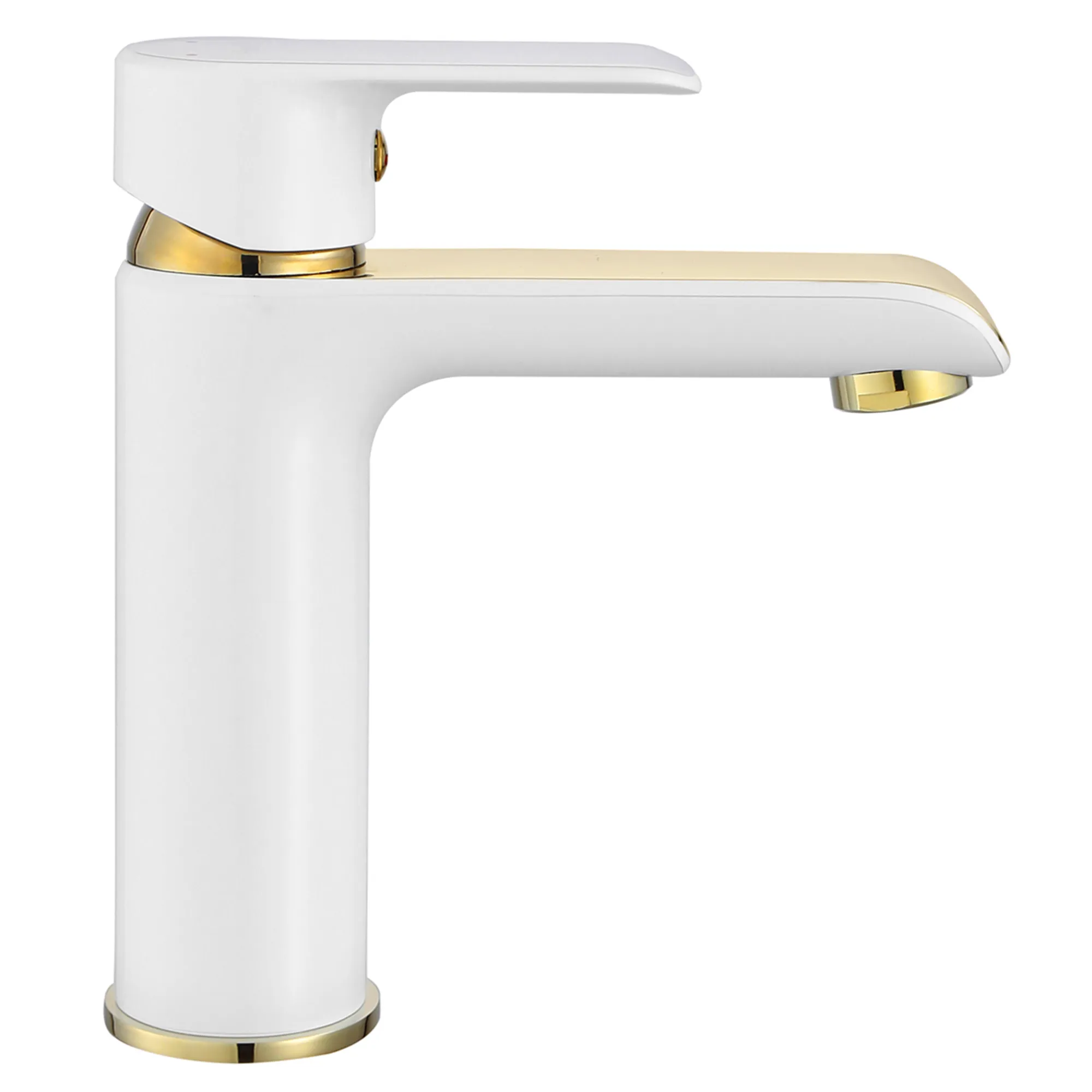 Baterie lavoar culoare albă înălțime 17 cm material alamă model Bloom White/Gold Low [1]
