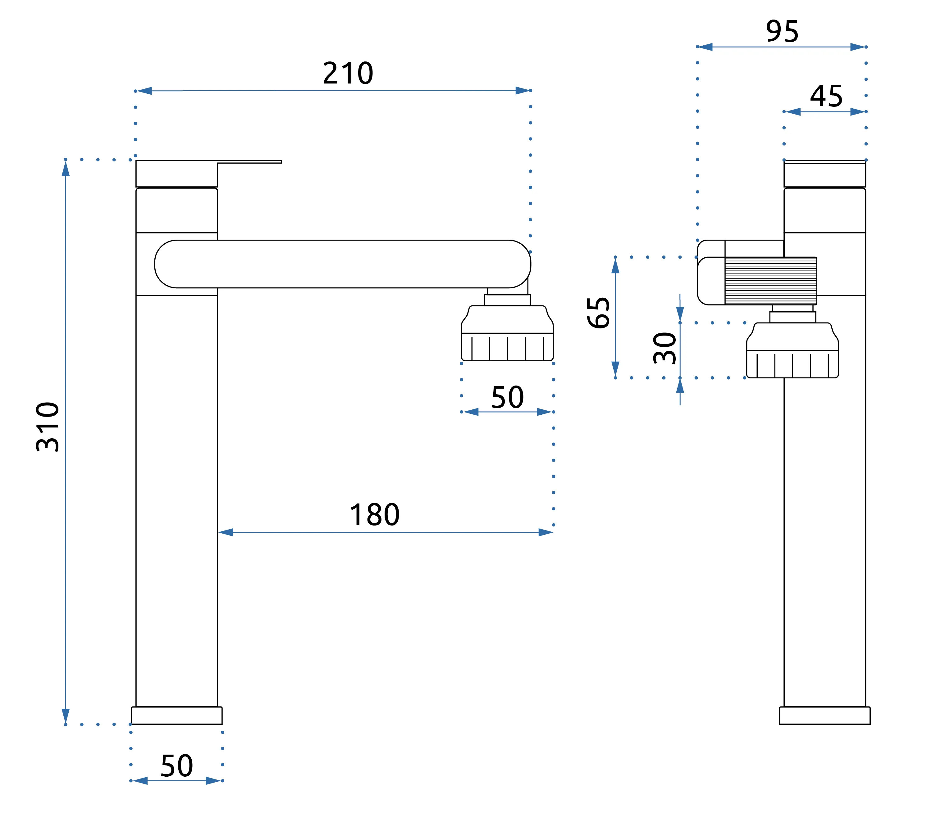 Baterie chiuvetă culoare negru mat înălțime 31 cm material alamă model Paco Black High [7]