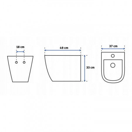 Bideu suspendabil culoare negru lucios model Carlo Mini Black - Rea [2]