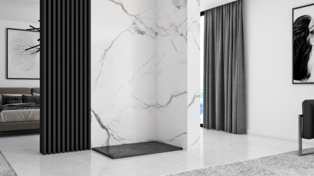 Cădiță duș mărime 90x120 cm culoare negru mat formă dreptunghiulară din acril mineral model Black Stone [3]