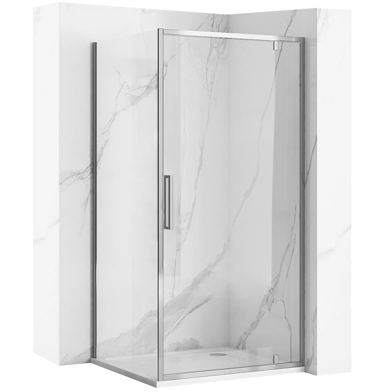 Cabină de duș batantă de colț mărime 100x80 cm culoare crom lucios sticlă securizată de 6 mm model Rapid Swing Chrome