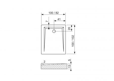 Cădiță de duș mărime 82x102 cm culoare alb lucios formă dreptunghiulară din acril sanitar model Aida White [8]