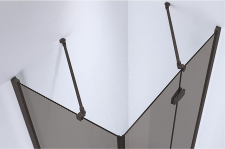 Cabină duș batantă de colț mărime 120x90 cm culoare negru mat sticlă fumurie securizată de 8 mm model WST 02 [3]