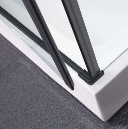 Cabină duș batantă de colț mărime 90x90 cm culoare negru mat sticlă securizată de 8 mm model WST 03 [5]