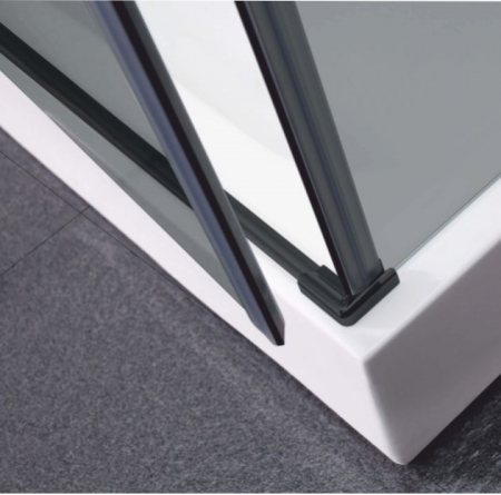 Cabină de duș batantă de colț mărime 80x80 cm culoare negru mat sticlă fumurie securizată de 8 mm model WST 03 [5]