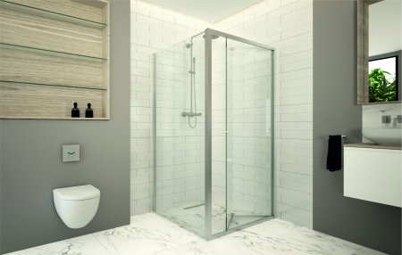 Cabină de duș pliabilă de colț mărime 100x80 cm culoare crom lucios sticlă securizată de 6 mm model WST 04