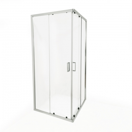 Cabină de duș culisantă de colț mărime 80x80 cm culoare crom lucios sticlă securizată de 6 mm model WST 13 [1]